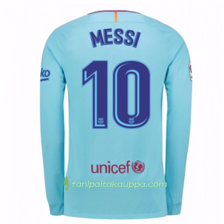 Jalkapallo Peliasut FC Barcelona Lionel Messi 10 Vieras Pelipaita 2017/18 Pitkähihainen