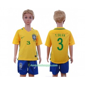 Jalkapallo Peliasut Brasilia T.Silva 3 Lasten Koti Pelipaita 2016 Lyhythihainen