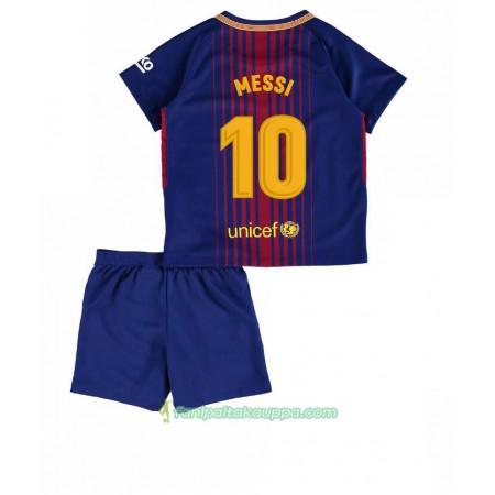 Jalkapallo Peliasut FC Barcelona Lionel Messi 10 Lasten Koti Pelipaita 2017/18 Lyhythihainen