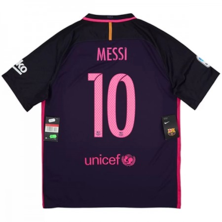 Jalkapallo Peliasut Barcelona Messi 10 2016-17 Retro Vieras Pelipaita Lyhythihainen
