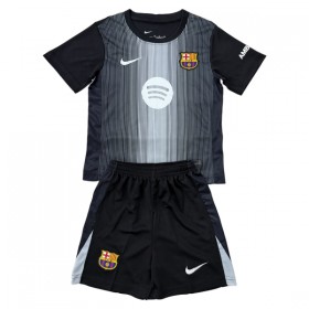 Jalkapallo Peliasut FC Barcelona Maalivahti Lasten 2025-26 Musta Lyhythihainen