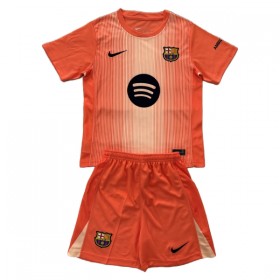 Jalkapallo Peliasut FC Barcelona Maalivahti Lasten 2025-26 Oranssi Lyhythihainen