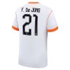 Jalkapallo Peliasut Alankomaat Frenkie de Jong 21 Lasten Vieras Pelipaita MM-kisat 2026 Lyhythihainen