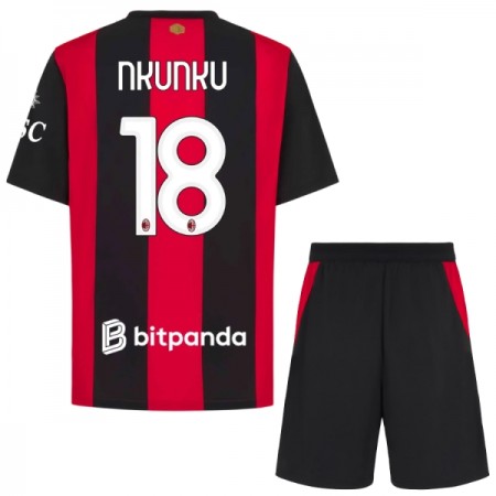 Jalkapallo Peliasut AC Milan Nkunku 18 Lasten Koti Pelipaita 2026-27 Lyhythihainen Jalkapallo Peliasut AC Milan Nkunku 18 Lasten Koti Pelipaita 2026-27 Lyhythihainen