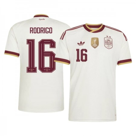 Jalkapallo Peliasut Espanja 2 Stars Rodrigo 16 Vieras Pelipaita MM-kisat 2026 Lyhythihainen Jalkapallo Peliasut Espanja 2 Stars Rodrigo 16 Vieras Pelipaita MM-kisat 2026 Lyhythihainen